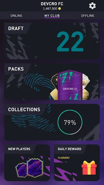 DEVCRO 22 - Draft, Packs — Мод: Безлимитные монеты и открыты паки — скриншот 2
