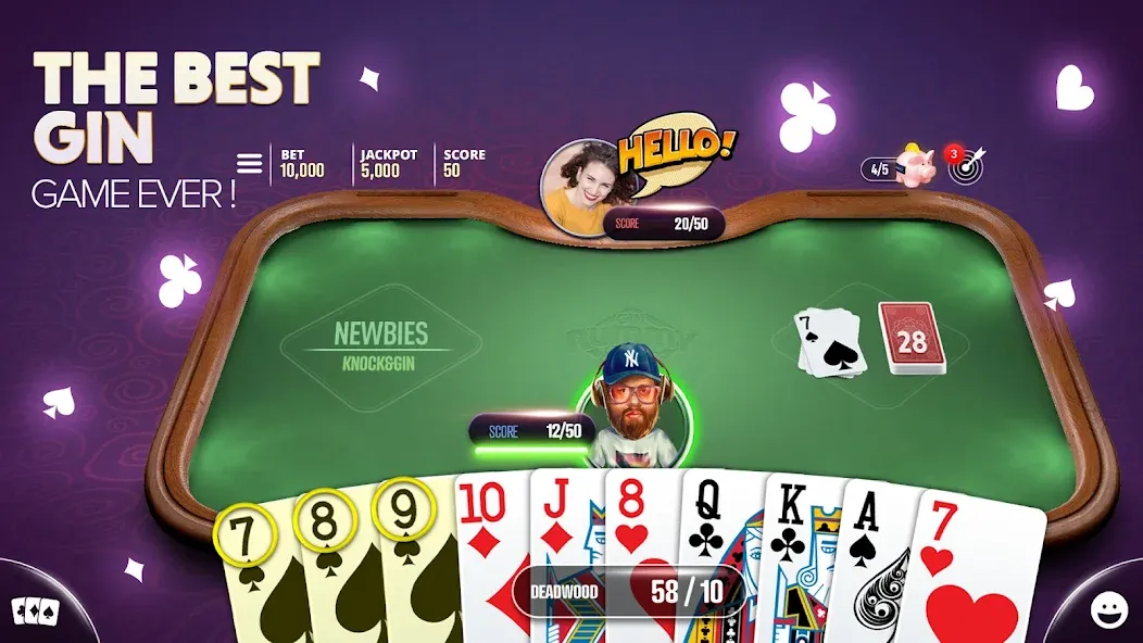 Gin Rummy Extra - Online Rummy — Взломанная версия (Безлимитные монеты и премиум-функции) — скриншот 1