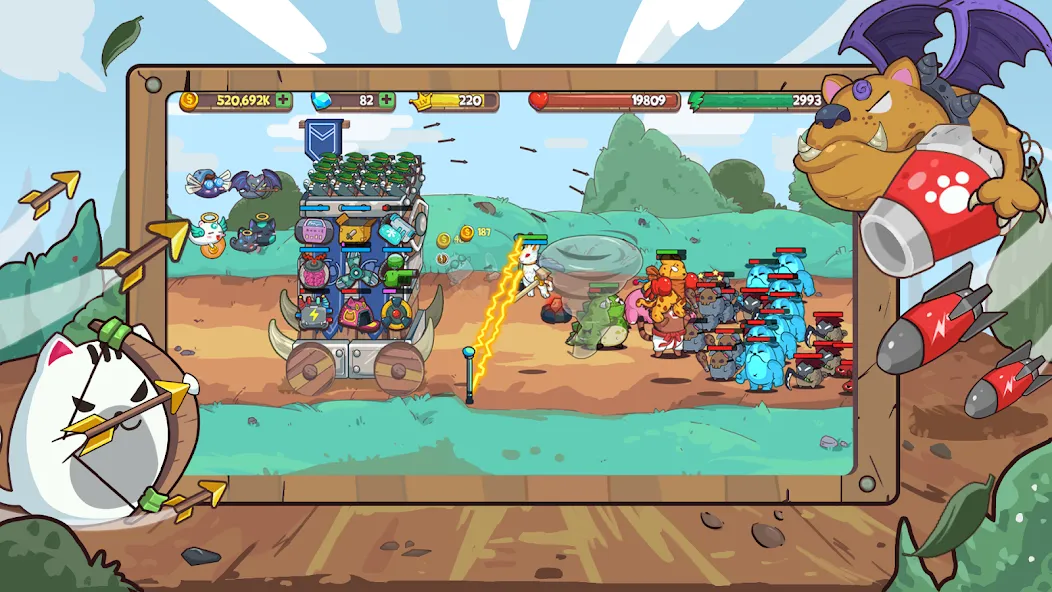 CatnRobot Idle TD: Battle Cat на Андроид — Безлимитные деньги и усиленные башни — скриншот 1