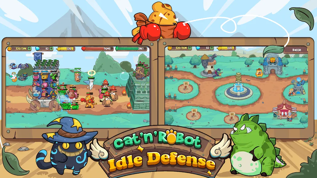 CatnRobot Idle TD: Battle Cat на Андроид — Безлимитные деньги и усиленные башни — скриншот 2