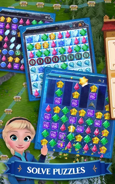 Скачать Disney Frozen Free Fall Games на Android — Безлимитные жизни и кристаллы — скриншот 1