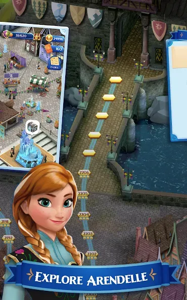 Скачать Disney Frozen Free Fall Games на Android — Безлимитные жизни и кристаллы — скриншот 4