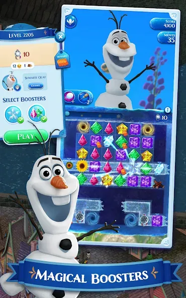 Скачать Disney Frozen Free Fall Games на Android — Безлимитные жизни и кристаллы — скриншот 5