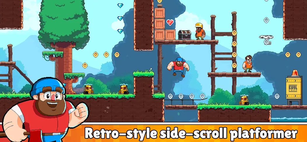 Скачать Timberman The Big Adventure с модом — Открыты все уровни и герои — скриншот 3