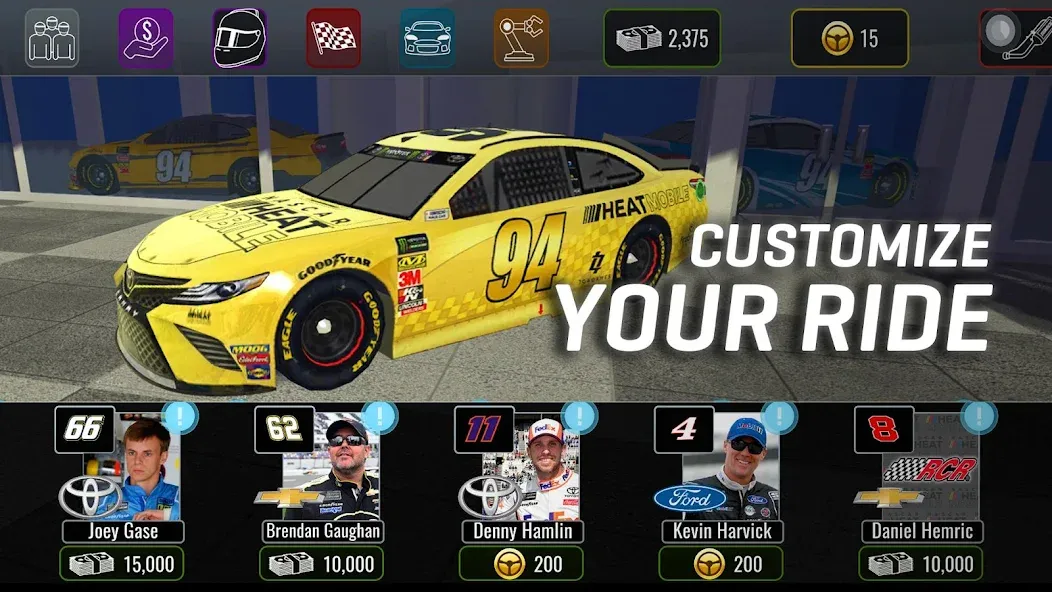 NASCAR Heat Mobile — Безлимитные деньги и все машины открыты — скриншот 2