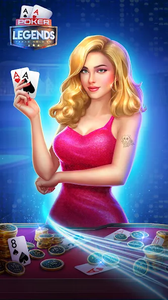 Poker Legends - Texas Hold'em на Андроид — Безлимитные фишки и премиум разблокирован — скриншот 1