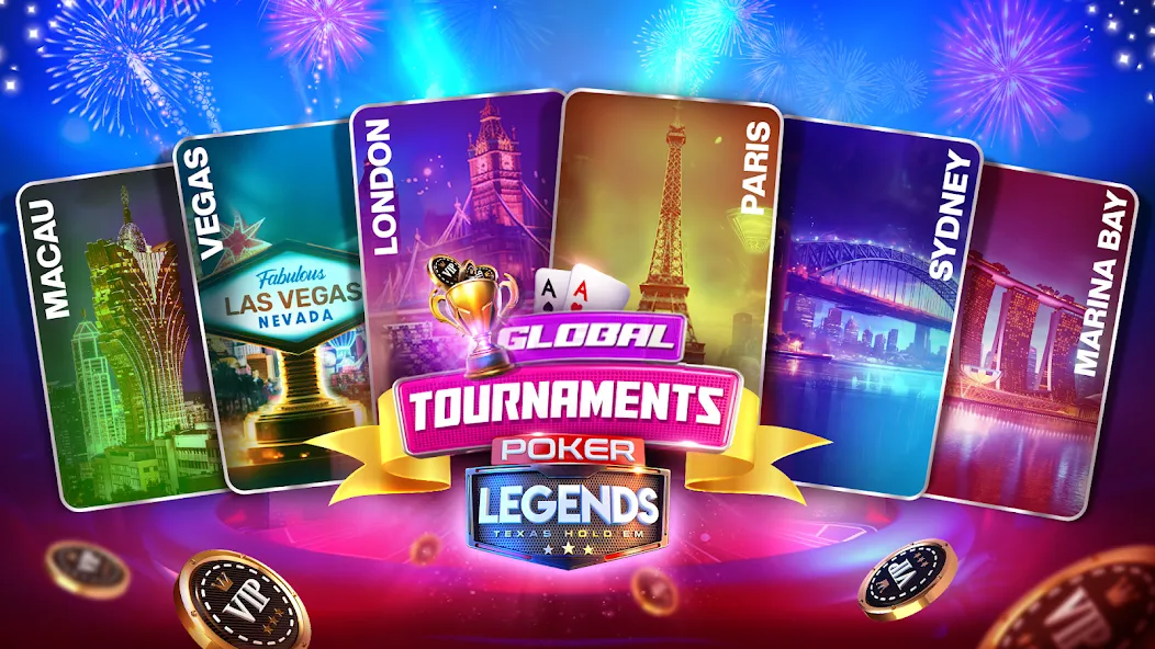 Poker Legends - Texas Hold'em на Андроид — Безлимитные фишки и премиум разблокирован — скриншот 3