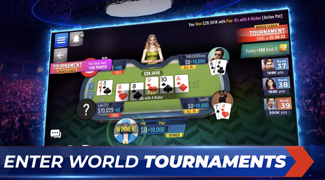 Poker Legends - Texas Hold'em на Андроид — Безлимитные фишки и премиум разблокирован — скриншот 4