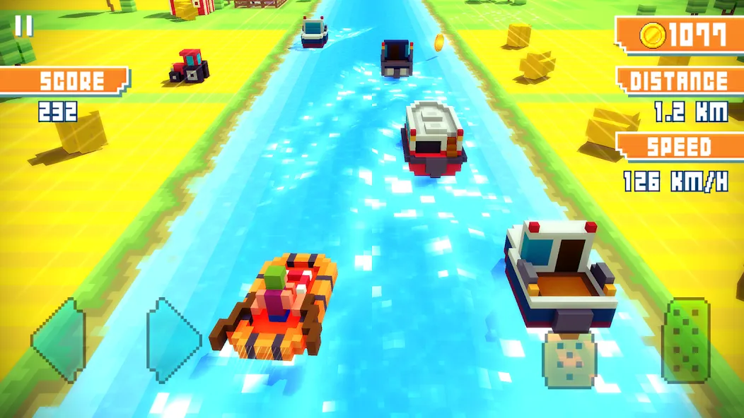 Blocky Highway: Traffic Racing на Андроид — Мод Безлимитные деньги и топливо — скриншот 2