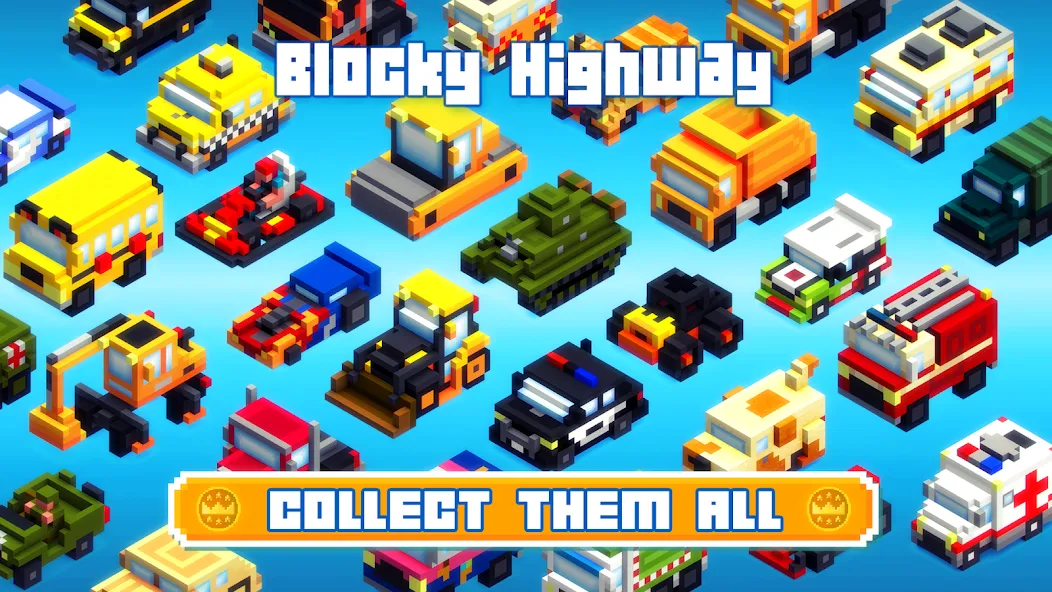 Blocky Highway: Traffic Racing на Андроид — Мод Безлимитные деньги и топливо — скриншот 3