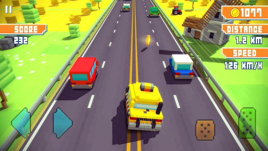 Blocky Highway: Traffic Racing на Андроид — Мод Безлимитные деньги и топливо — скриншот 5