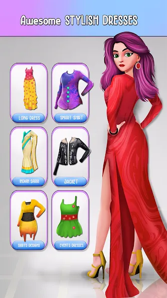 Скачать Fashion Stylist Makeup Dressup MOD APK — Безлимитные деньги и все наряды — скриншот 2