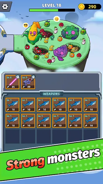 Скачать Merge Weapons：Air Island TD (Мод: Много денег и ресурсов) на Андроид — скриншот 3