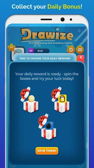 Взломанная Drawize - Draw and Guess на Андроид — Без рекламы и бесконечные подсказки — скриншот 4