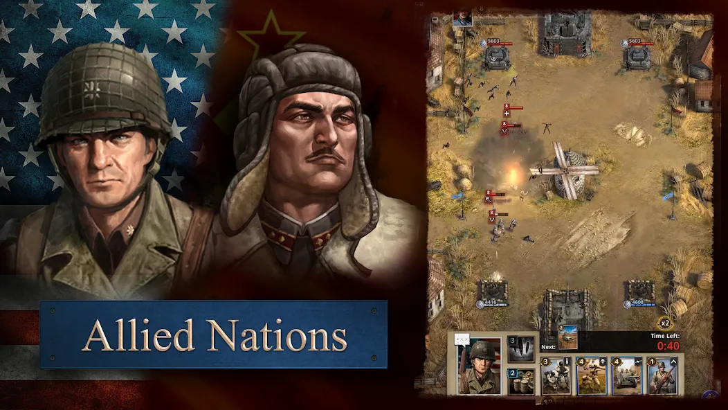 Road to Valor: World War II на Андроид — Безлимитные ресурсы и усиленные войска — скриншот 1