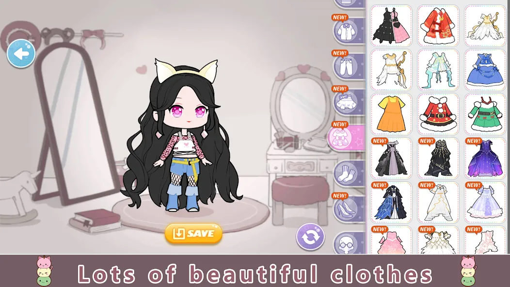 YOYO Doll Anime Dress Up Game Mod APK Открыты все наряды и аксессуары — Скачать на Андроид — скриншот 2