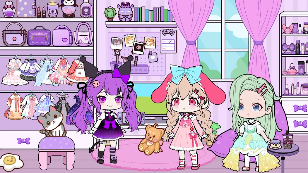 Скачать взломанную YOYO Doll School life Dress up — Безлимитные деньги и все наряды — скриншот 4