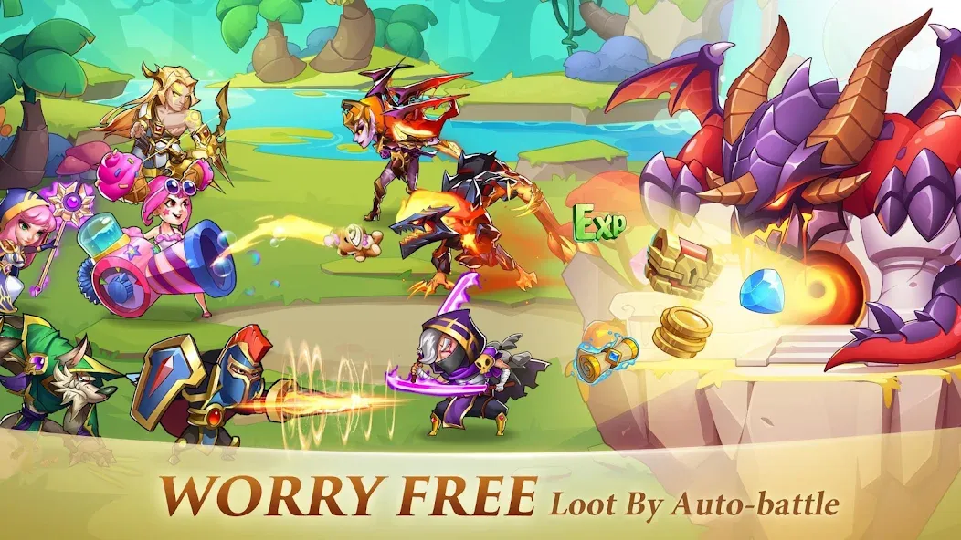Idle Heroes Mod APK Безлимитные ресурсы и усиленные герои — Скачать на Андроид — скриншот 3