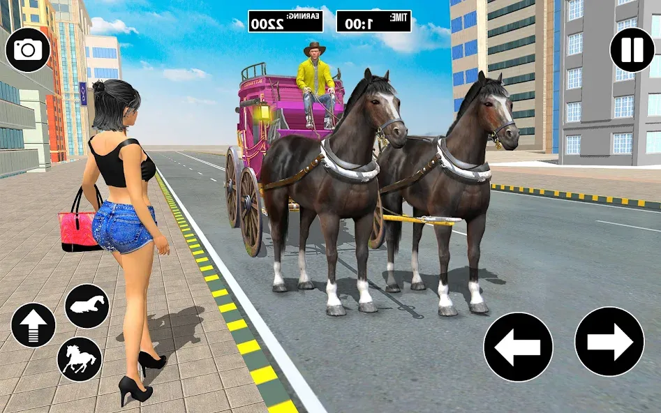 Horse Cart Taxi Transport Game — Безлимитные деньги и транспорт — скриншот 1
