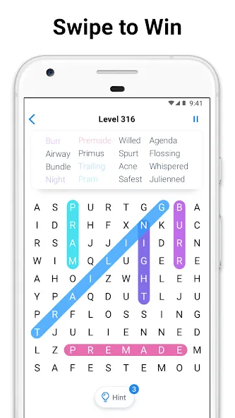 Word Search - crossword puzzle MOD APK на Android — Без рекламы и подсказки доступны — скриншот 3