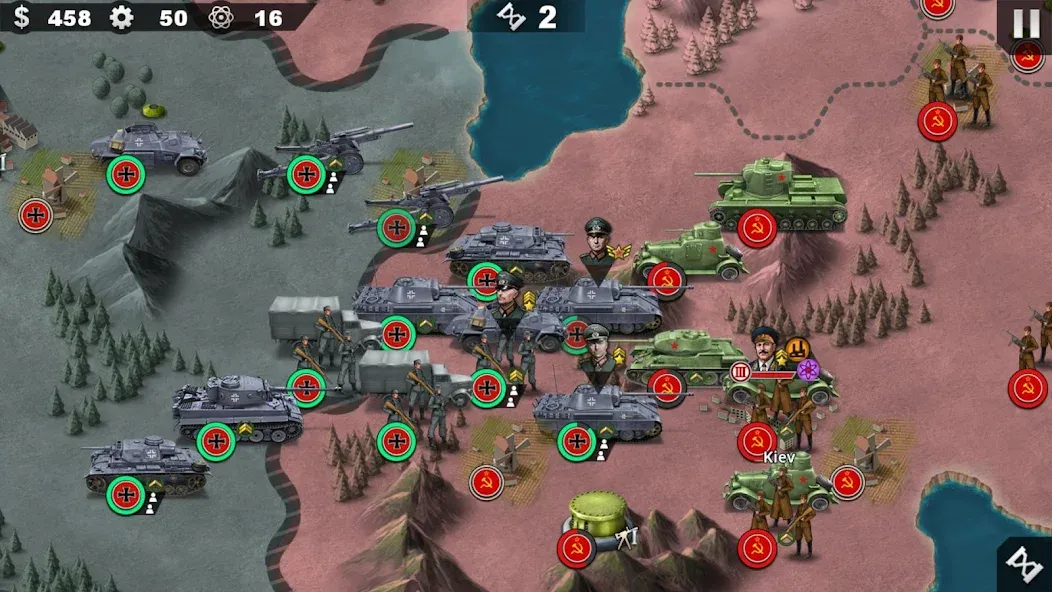 Скачать взлом World Conqueror 4-WW2 Strategy на Андроид — Безлимитные деньги и открыты все уровни — скриншот 1