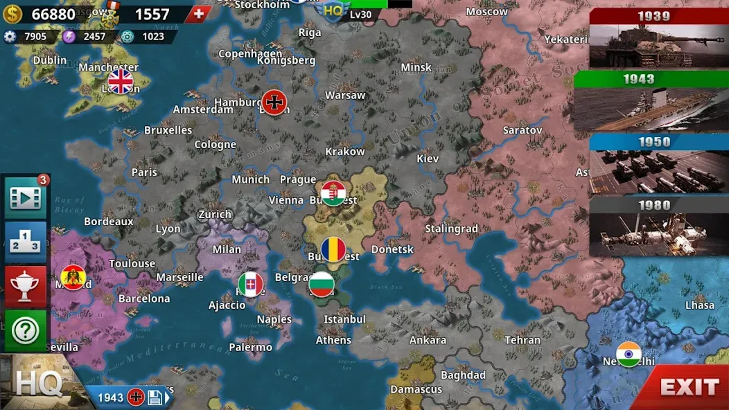 Скачать взлом World Conqueror 4-WW2 Strategy на Андроид — Безлимитные деньги и открыты все уровни — скриншот 2