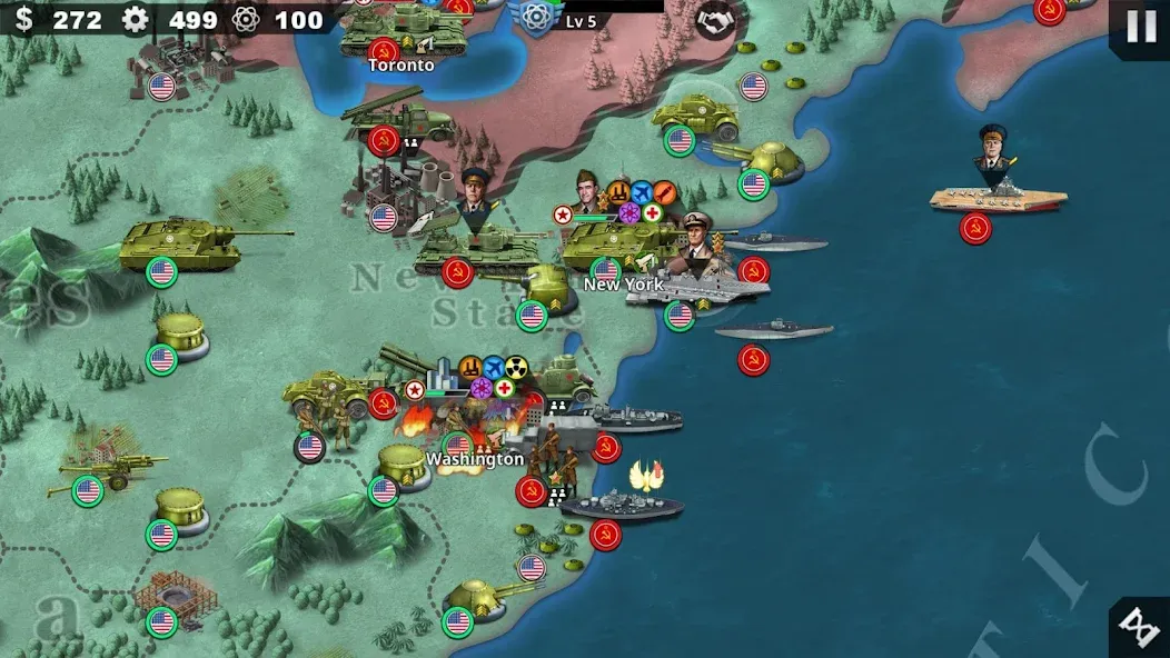 Скачать взлом World Conqueror 4-WW2 Strategy на Андроид — Безлимитные деньги и открыты все уровни — скриншот 4