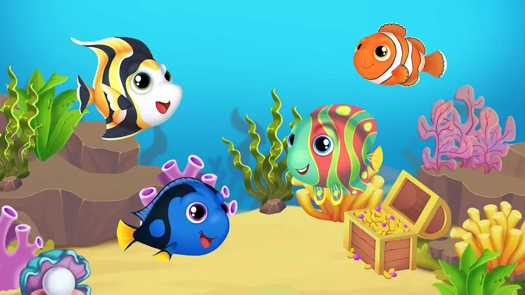 Скачать Baby Aquarium - Fish game MOD APK — Без рекламы и все рыбки открыты — скриншот 1