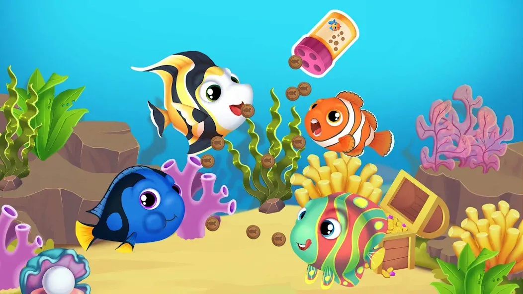 Скачать Baby Aquarium - Fish game MOD APK — Без рекламы и все рыбки открыты — скриншот 5