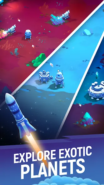 Взломанная ExoMiner - Idle Miner Universe на Андроид — Безлимитные деньги и ресурсы — скриншот 2