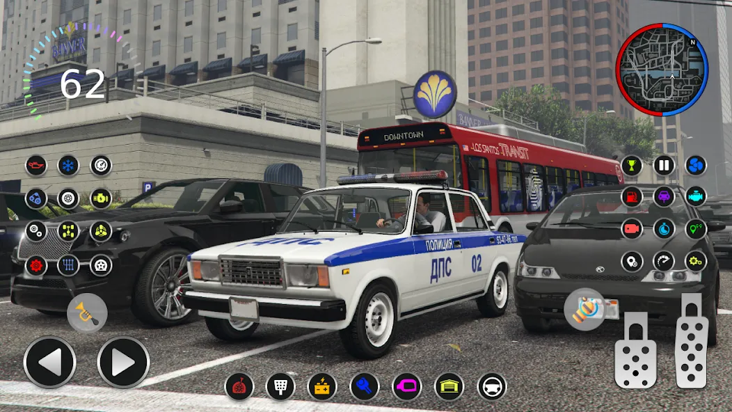 Police Car Riders: VAZ 2107 на Андроид — Мод Безлимитные деньги и топливо — скриншот 1