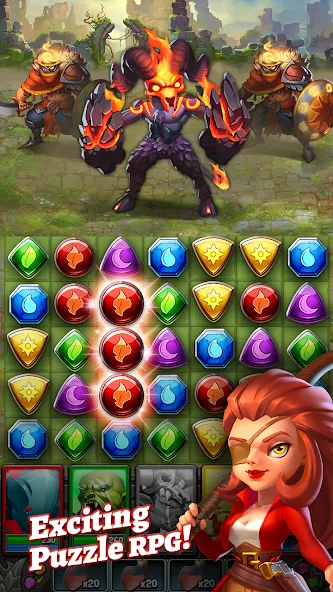 Скачать Dragon Strike: Puzzle RPG — Модификация Безлимитные ресурсы и усиленные драконы — скриншот 1