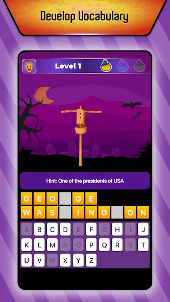 Online Hangman Word Game — Взломанная версия (Много подсказок и слов) — скриншот 5
