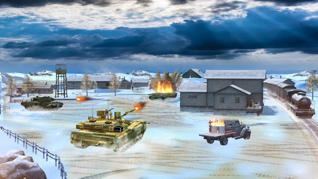 Tank Battle Army Games 2023 (Мод Безлимитные деньги и оружие) — скриншот 1