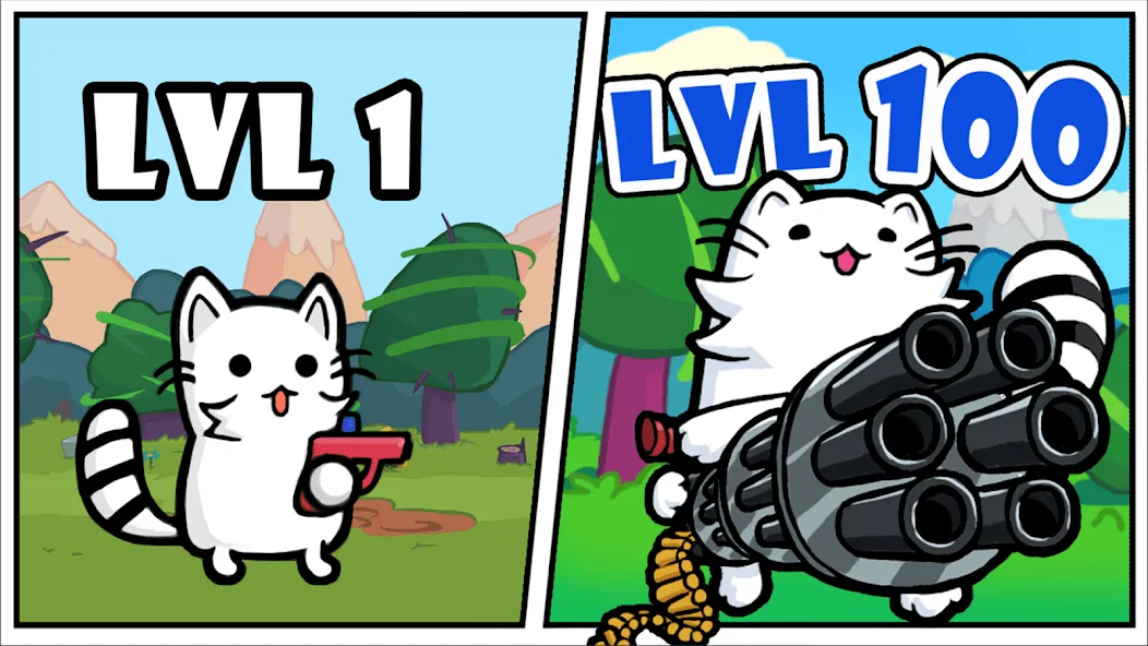 Stickman Cat Gun offline games MOD — Без рекламы и бесконечные патроны на Андроид — скриншот 1