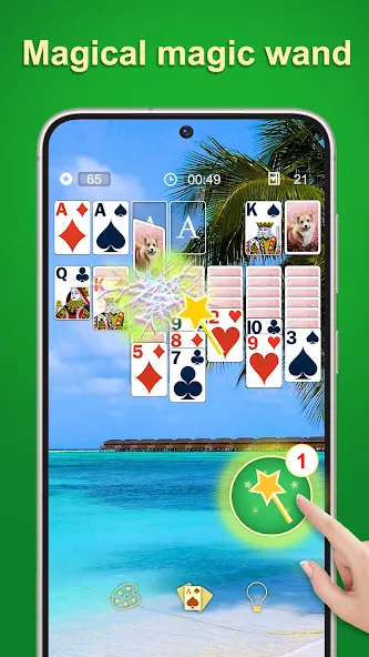 Взломанная Solitaire - 2024 на Андроид — Неограниченные подсказки и отмены — скриншот 4
