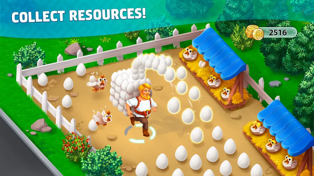 Harvest Land на Андроид — Мод Безлимитные монеты и ускоренное строительство — скриншот 1