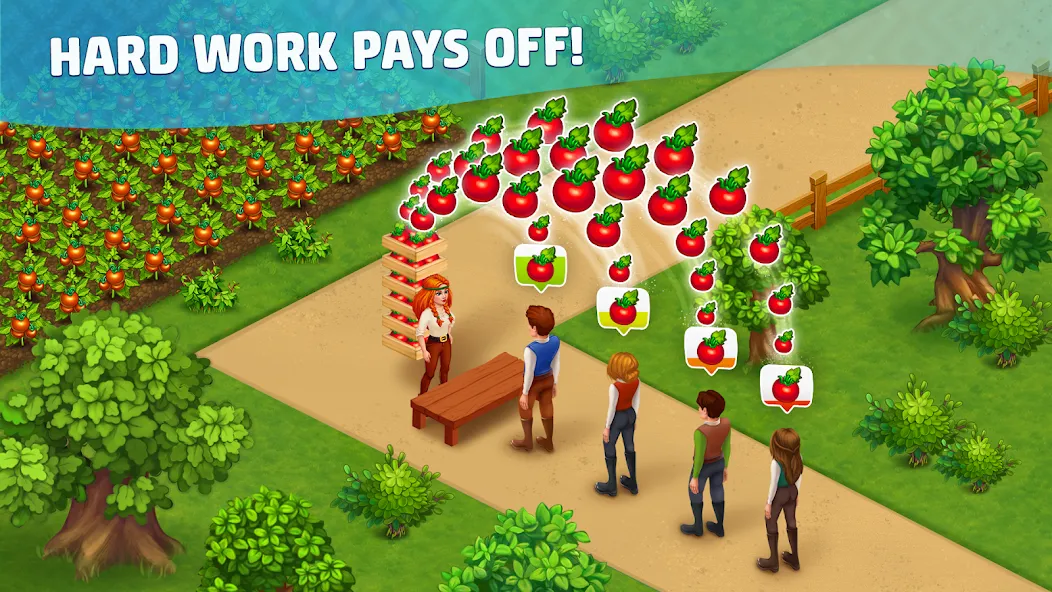 Harvest Land на Андроид — Мод Безлимитные монеты и ускоренное строительство — скриншот 2