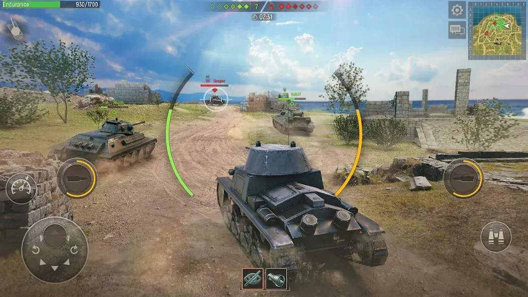 Battle Tanks: Tank Games WW2 на Андроид — Мод Безлимитные деньги и все танки — скриншот 2