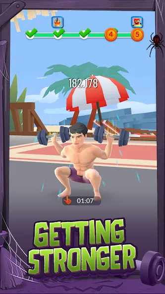 Взлом Idle Gym Life: Strong Man — Безлимитные деньги и сила — скриншот 2