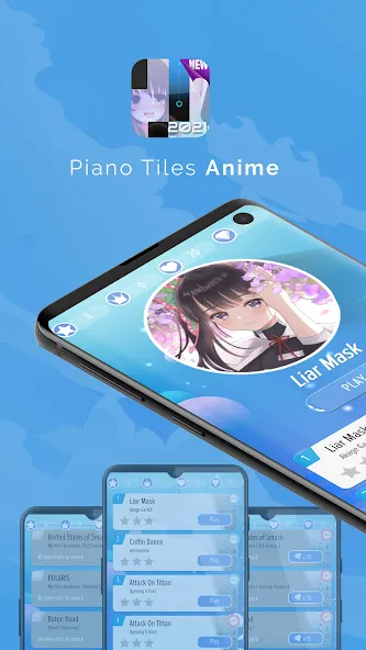 Скачать Piano Anime Tiles Music — Последняя версия (Без рекламы и открыты все песни) — скриншот 1