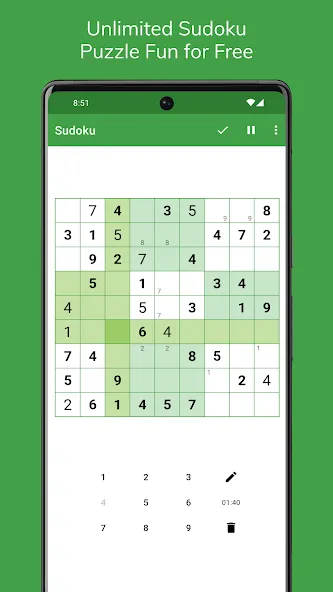 Sudoku на Андроид — Подсказки и отмена ходов без ограничений — скриншот 1