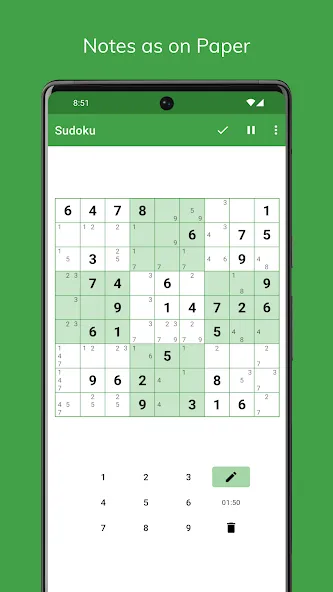 Sudoku на Андроид — Подсказки и отмена ходов без ограничений — скриншот 3