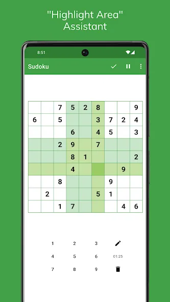 Sudoku на Андроид — Подсказки и отмена ходов без ограничений — скриншот 4