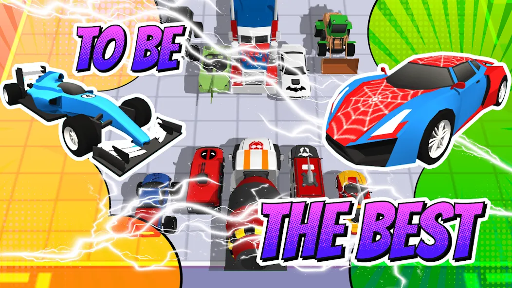 Скачать взлом Superhero Car Merge Battle на Андроид — Много денег и все машины — скриншот 1