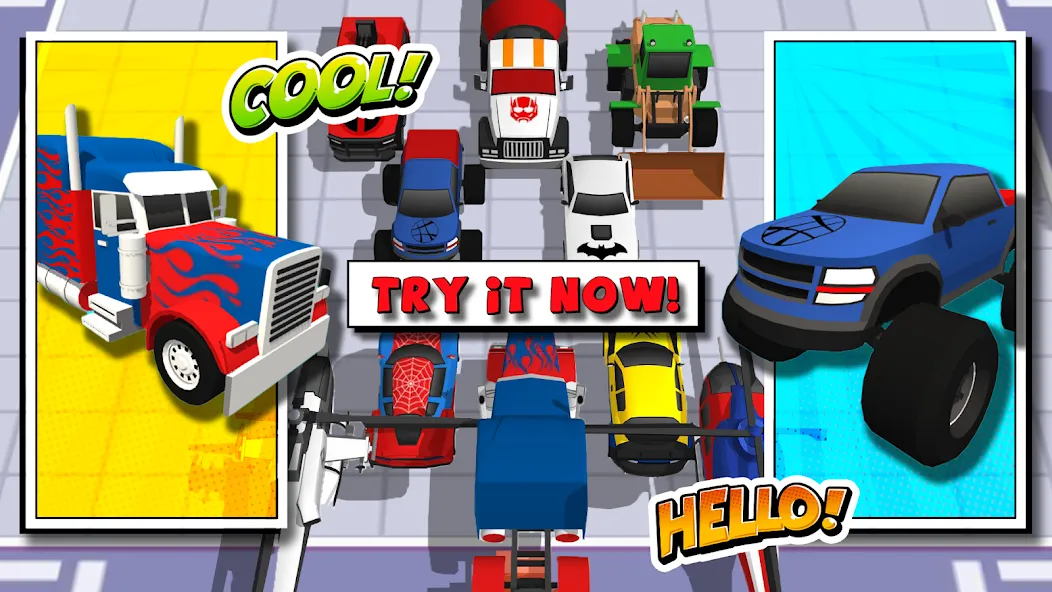 Скачать взлом Superhero Car Merge Battle на Андроид — Много денег и все машины — скриншот 2