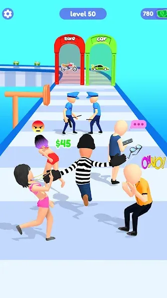 Thief Run Race 3D: Fun Race MOD APK — Без рекламы и бесконечные монеты — скриншот 2