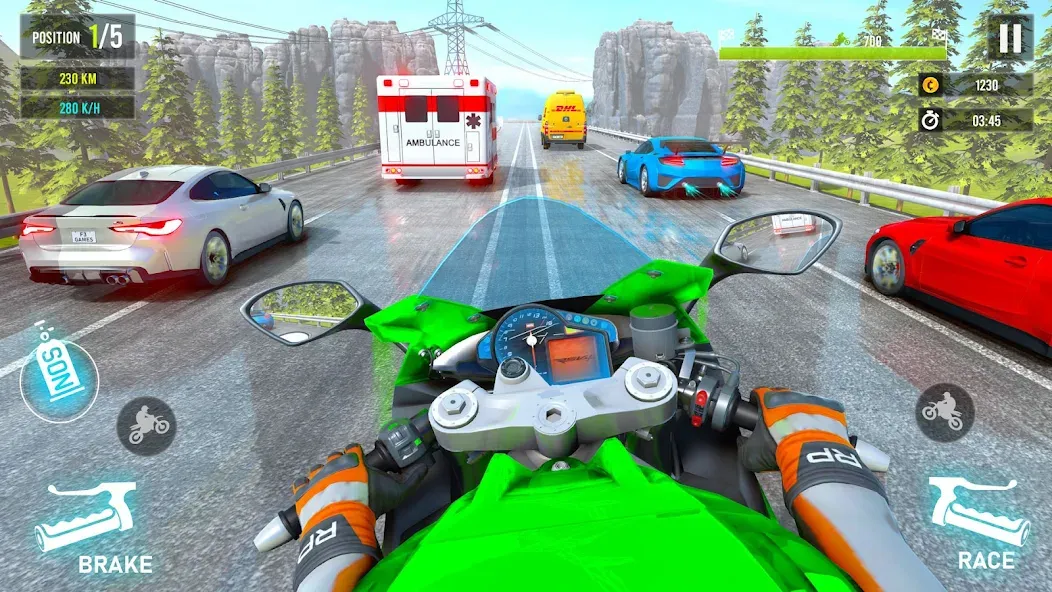 Скачать Moto Traffic Bike Race Game 3d MOD APK — Безлимитные деньги и топливо — скриншот 1