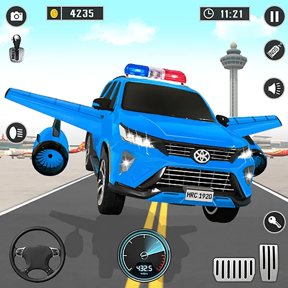 Взлом Flying Prado Car Robot Game — Безлимитные деньги и полёт — скриншот 1