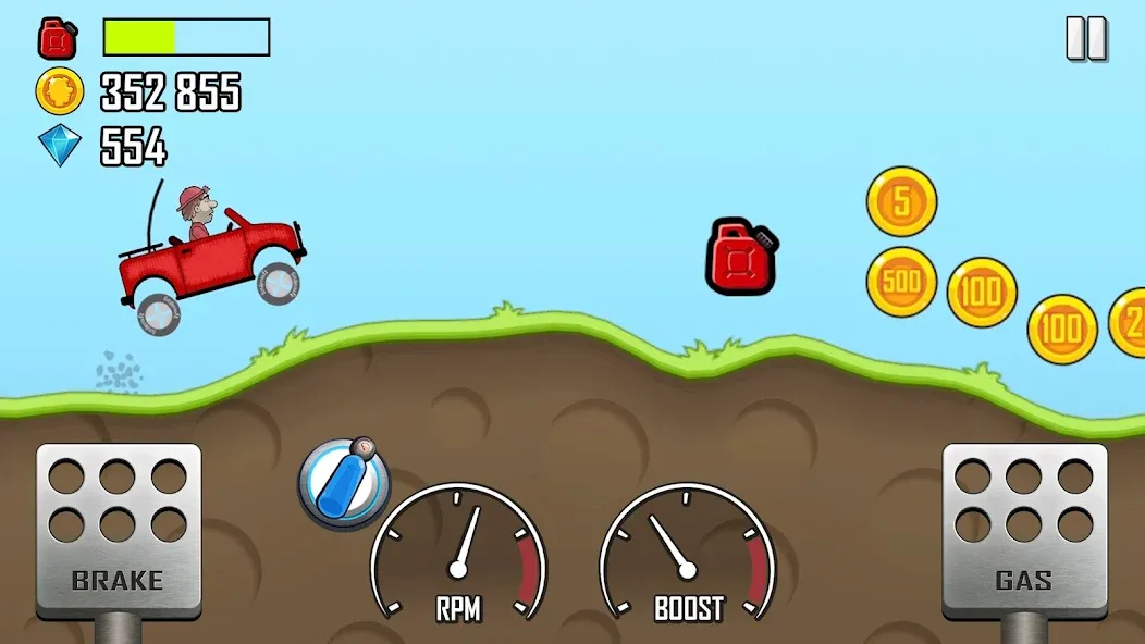 Hill Climb Racing на Андроид — Безлимитные деньги и топливо — скриншот 1